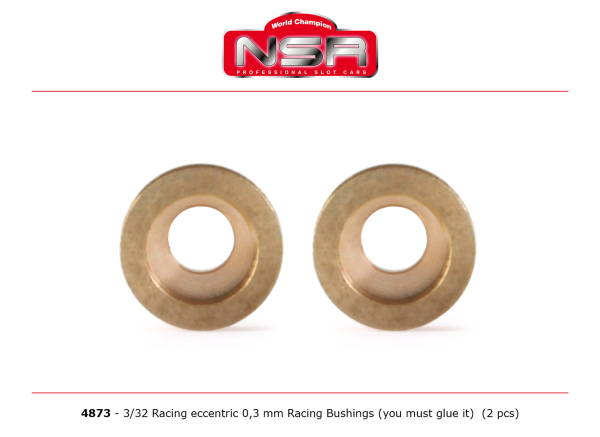 NSR 4873 Racing Exzenterbuchsen - 0,3 mm - 3/32 selbstschmierend & reibungsfrei (2 Stück)